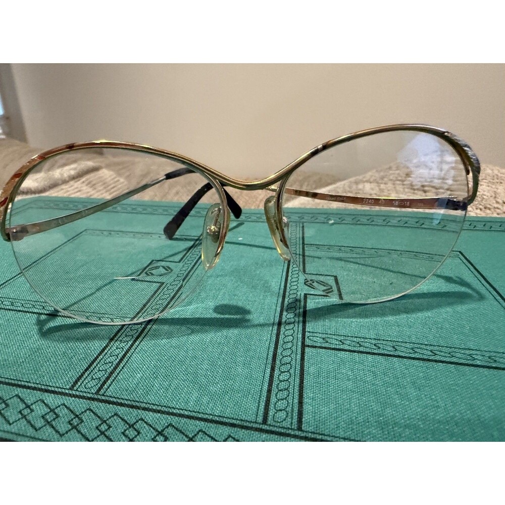 Vintage Christian Dior 2240 Gold Semi Rimless Eyeglass Frames Italy
